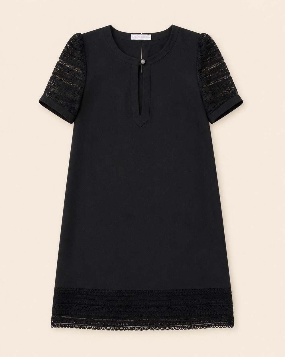 Les Poupées Paris Black Lace Shift Dress Made in France Small T1‎